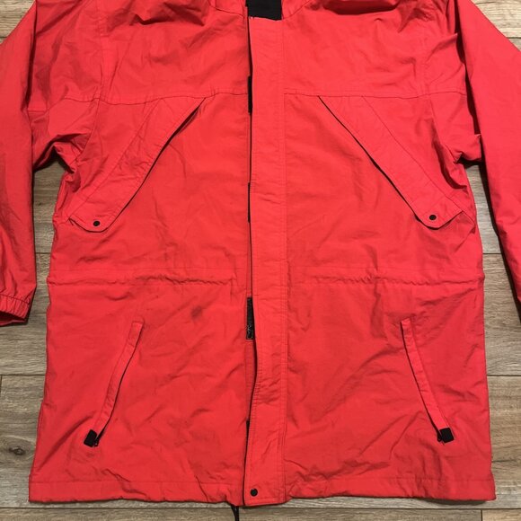 Men's Marlboro Adventure Team Windbreaker XL Red Full Zip Hooded Jacket VINTAGE - Picture 3 of 16
